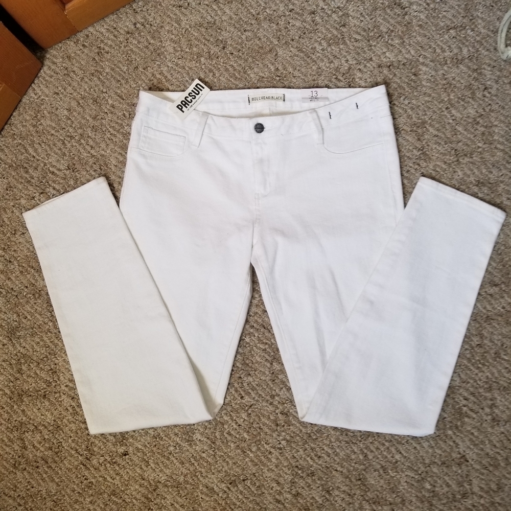 Pacsun Bullhead Black Cotton Denim Legging White Skinny Jeans Sz 13 - Picture 2 of 8